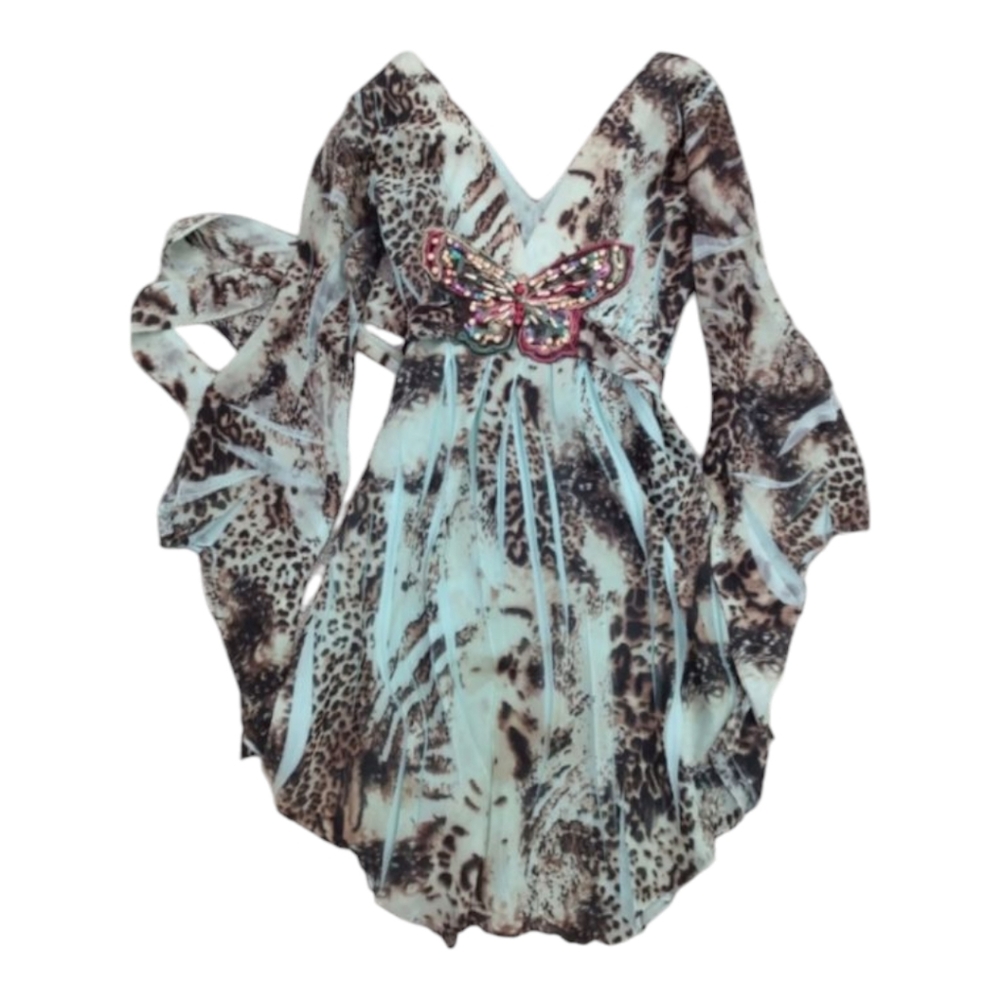 Animal Print Dress with Butterfly Detail